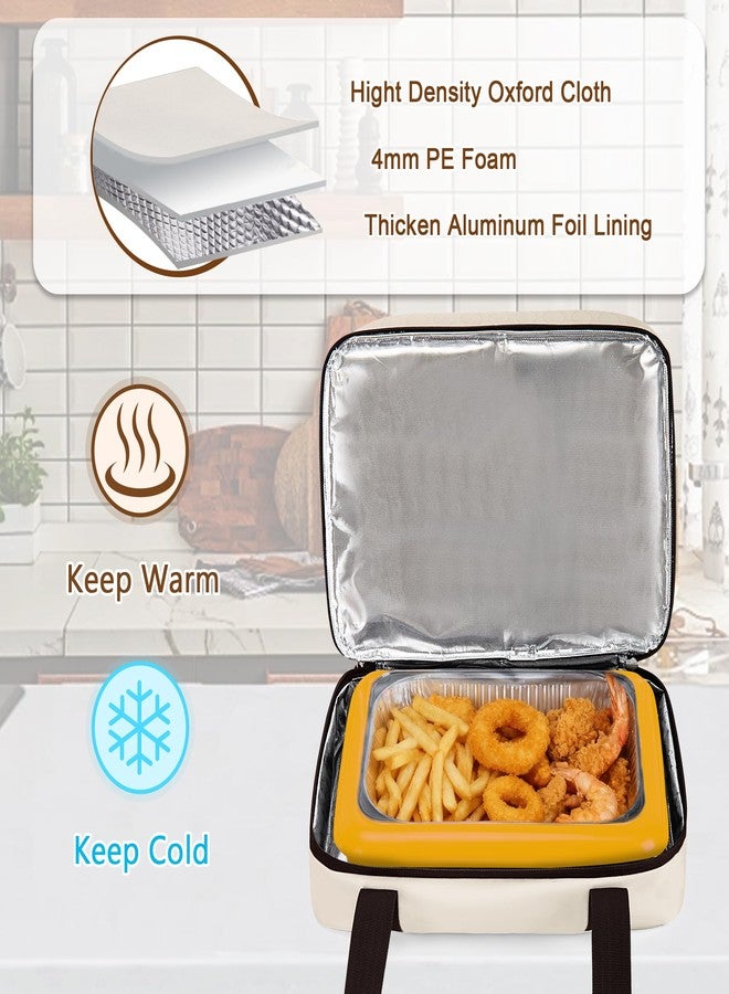 Trunab Insulated Casserole Carrier for Hot or Cold Food, Double Thermal Food Containers, Fit 9x13 Inches Baking Dish Foil Pans, For Picnic Cookouts, Potluck Parties, Beach,Beige (Beige) - Image 2