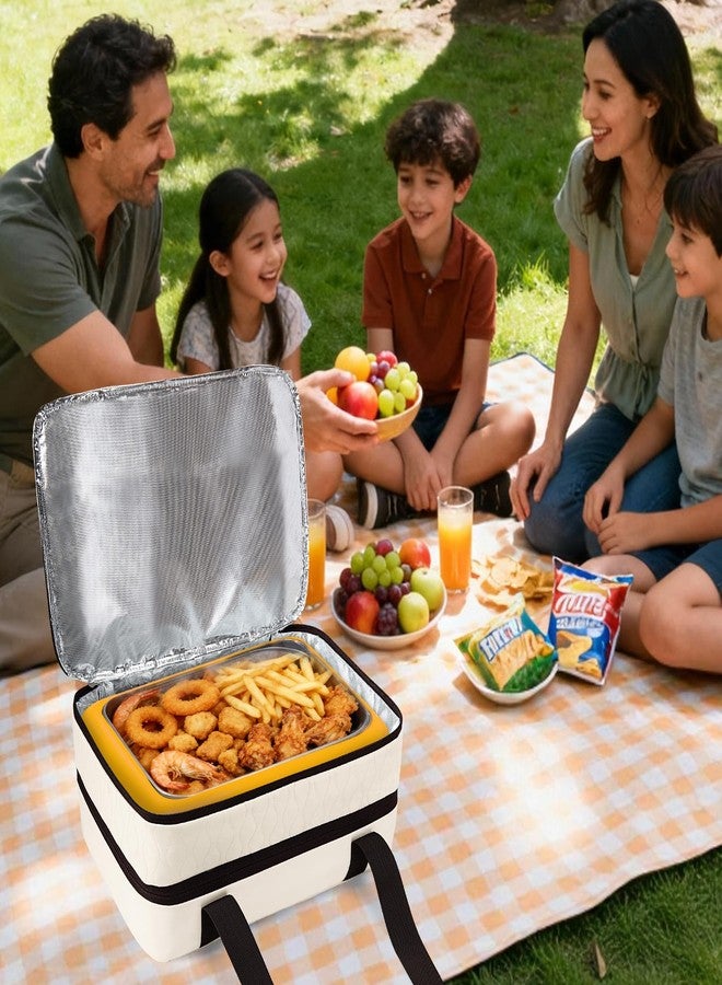 Trunab Insulated Casserole Carrier for Hot or Cold Food, Double Thermal Food Containers, Fit 9x13 Inches Baking Dish Foil Pans, For Picnic Cookouts, Potluck Parties, Beach,Beige (Beige) - Image 5
