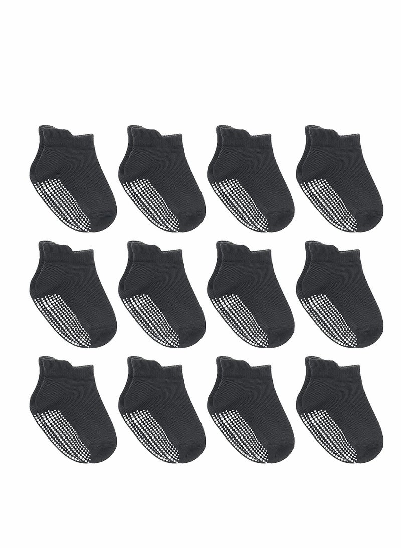 KASTWAVE ELECDON Non Slip Toddler Socks, Anti Skid Athletic Socks with Grip, for Toddlers Boys or Girls, Anti-Slip Ankle Socks for Infants and Kids(12 Pairs) - Image 1