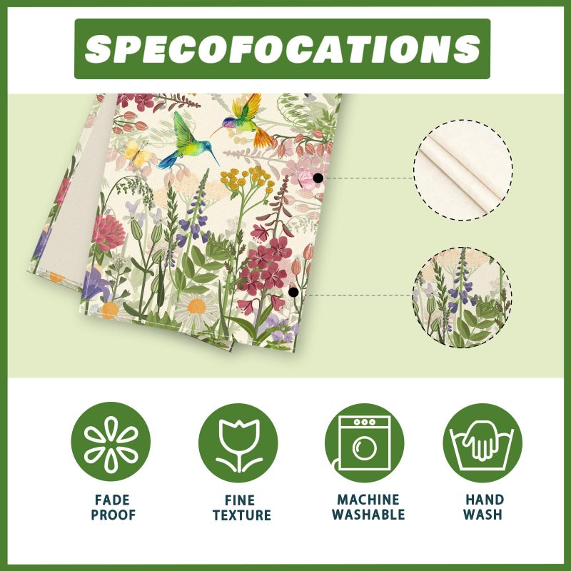XCHI Wildflowers Grass Hummingbirds Spring Table Runner Summer Table Decoration for Party Home Kitchen Dining Holiday Decor 13x72 Inch - Image 5