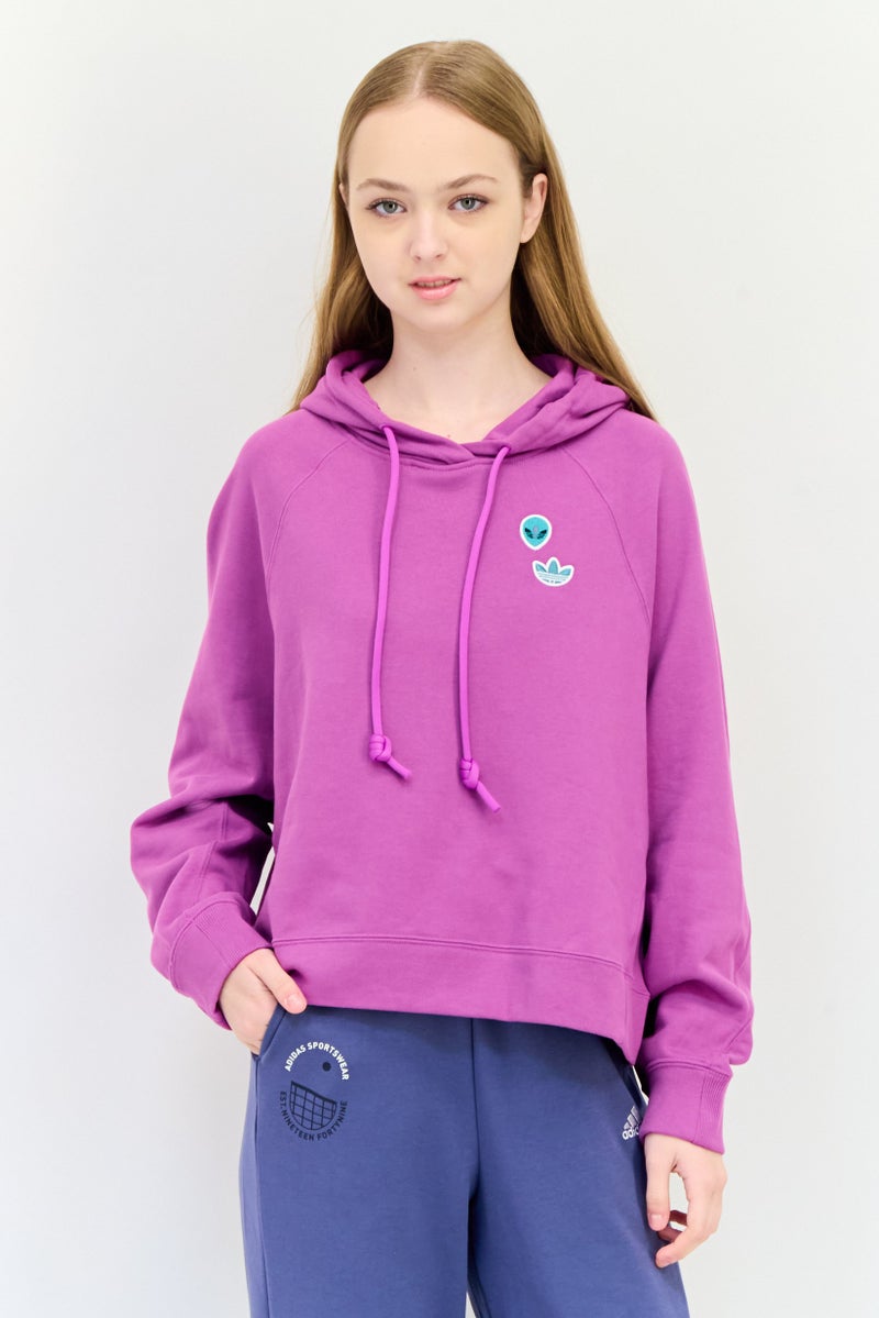 adidas Originals Women Sportswear Fit Long Sleeve Outdoor Hoodie, Purple  - Image 1