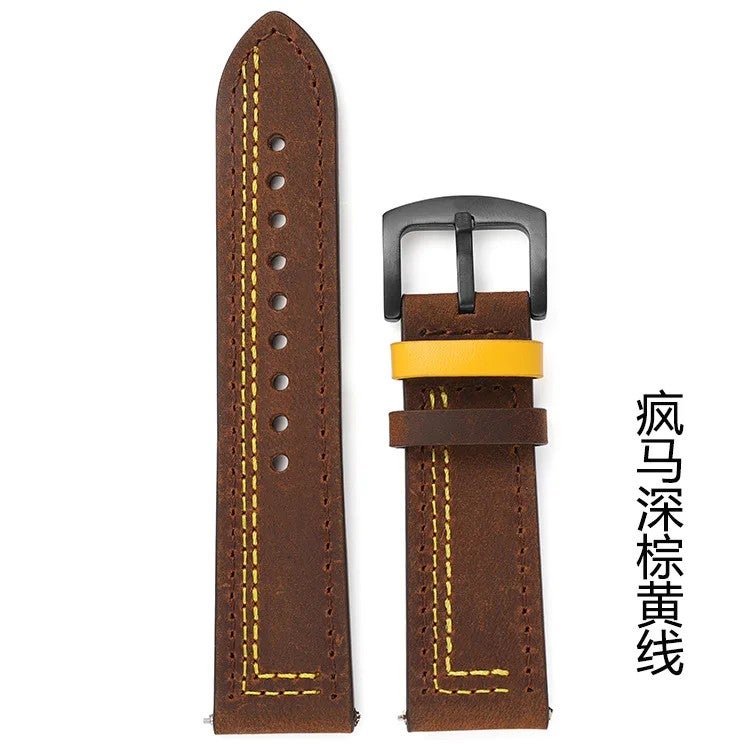 Bluejw 20mm 22mm Genuine Leather Watch Strap Replacement for Huawei GT Series Samsung Galaxy Watch Garmin Fenix & Forerunner – Durable Leather Watch Band with Quick Release - Image 1
