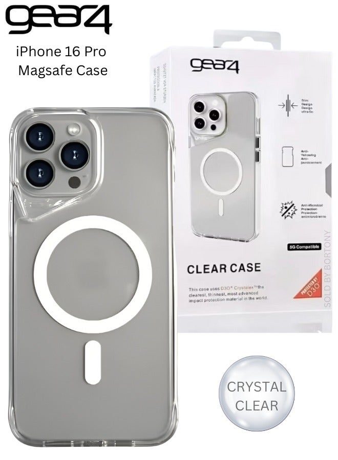 Gear4 iPhone 16 Pro Magsafe Cover, Strong Clear Shock-Resistant Magnetic Case for iPhone 16 Pro  Protrusion Around Camera, Pure High-Clarity Cover - Image 1
