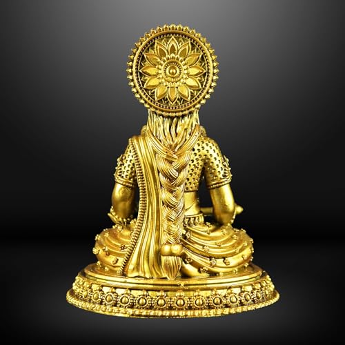 NEEANN Goddess Annapurna Statue 4.5" Material Polystone Nourishment & Abundance Annapurneshwari Murti Painted Brass & Antique Silver Look Home Office Temple Annada Annapoorna Parvati (Brass) - Image 5