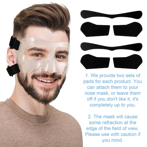 NQEUEPN Nose Guard for Broken Nose, Adjustable Face Shield Breathable Transparent Face Guard Sports Training Face Mask Nose Protector with Padding for Adults Teens Basketball Soccer Accessories - Image 5