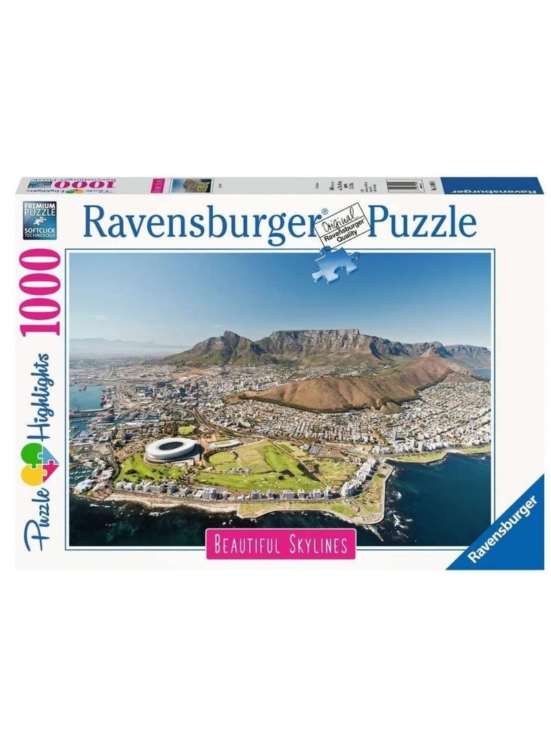 Ravensburger بازل رافنسبورجر كيب تاون 1000 قطعة - 70×50 سم مع تقنية التركيب الناعم ومادة ورقية مضادة للتوهج للأعمار 14+ - أفق كيب تاون الجذاب وجبل الطاولة | 14084-8 - Image 1