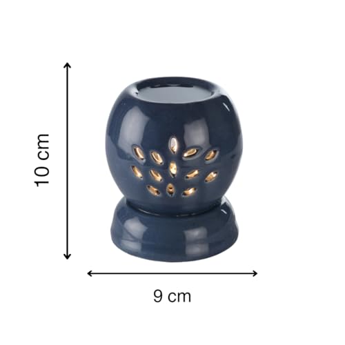 Asian Aura Ceramic Electric Round Shaped Aroma Diffuser| Aroma Oil Burner for Aromatherapy| Home Decor & Fragrance with Aroma Oils(English Lavender & Rosy Romance Fragrance 10ml Each) (Dark Grey) - Image 3