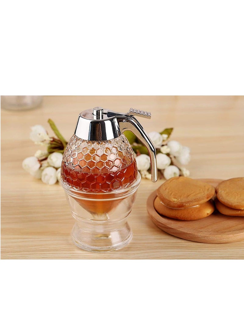 Generic - Honey Dispenser, Honey Comb Shaped Honey Pot with Stand, No Drip Honey Dispenser for Honey Syrup Sugar Sauces Jar, Syrup Bottle with Non Slip Stand 8OZ - Image 1