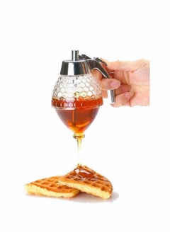 Honey Dispenser, Honey Comb Shaped Honey Pot with Stand, No Drip Honey Dispenser for Honey Syrup Sugar Sauces Jar, Syrup Bottle with Non Slip Stand 8OZ