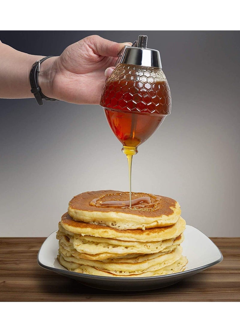 Generic - Honey Dispenser, Honey Comb Shaped Honey Pot with Stand, No Drip Honey Dispenser for Honey Syrup Sugar Sauces Jar, Syrup Bottle with Non Slip Stand 8OZ - Image 1