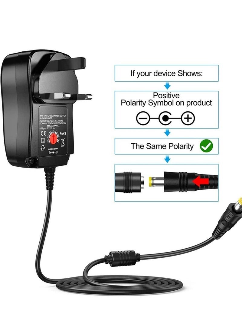 Universal AC Adapter 30W 3V 4.5V 5V 6V 7.5V 9V 12V - Image 4