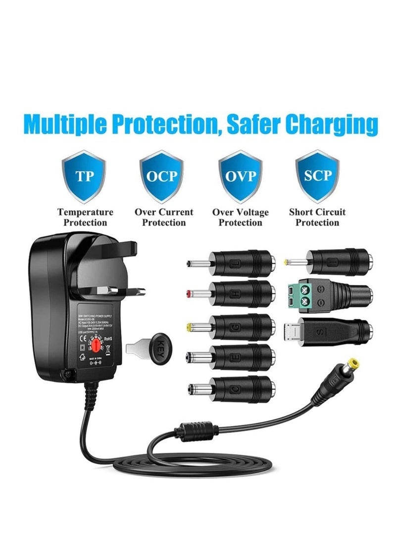 Universal AC Adapter 30W 3V 4.5V 5V 6V 7.5V 9V 12V - Image 2