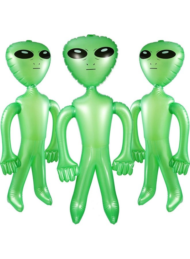 BBTO لعبة عملاقة قابلة للنفخ على شكل كائن فضائي BBTO 3 قطع لتزيين الحفلات، الهالوين، عيد الميلاد، حفلات ذات طابع (35 بوصة، أخضر) - Image 1