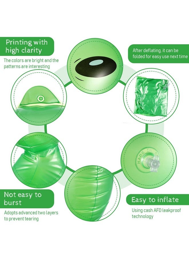 BBTO لعبة عملاقة قابلة للنفخ على شكل كائن فضائي BBTO 3 قطع لتزيين الحفلات، الهالوين، عيد الميلاد، حفلات ذات طابع (35 بوصة، أخضر) - Image 3
