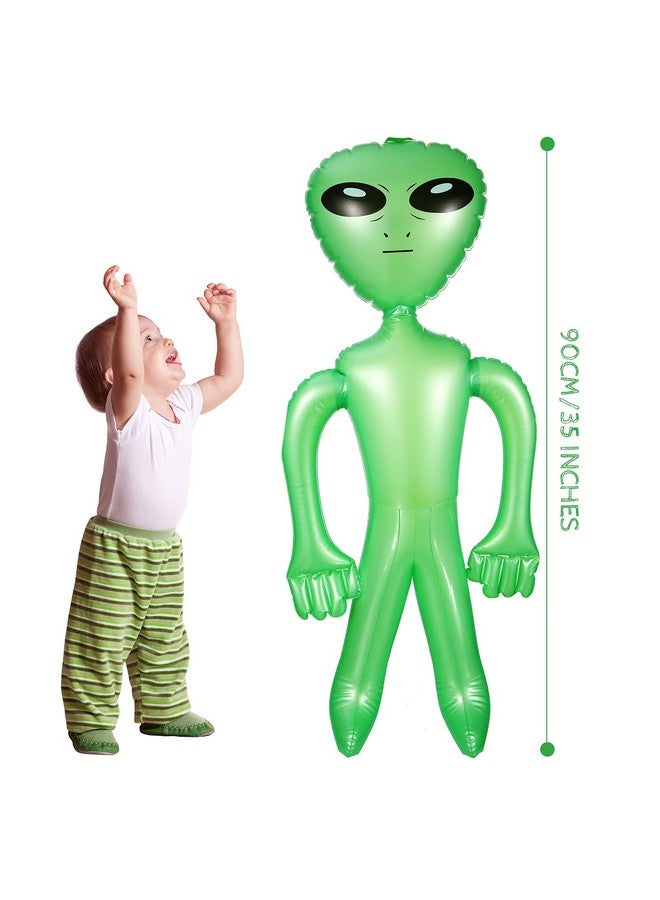 BBTO لعبة عملاقة قابلة للنفخ على شكل كائن فضائي BBTO 3 قطع لتزيين الحفلات، الهالوين، عيد الميلاد، حفلات ذات طابع (35 بوصة، أخضر) - Image 2