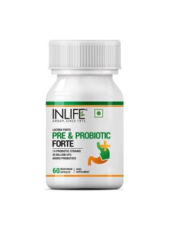 Inlife Prebiotic And Probiotics Forte Supplement For Men & Women 25 Billion Cfu With 14 Strains With Prebiotic Digestion Gut & Immunity Health Supplement 60 Vegetarian Capsules  - Image 2