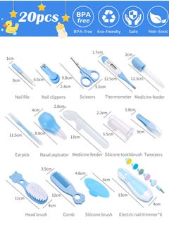 Bebiland New Baby Healthcare and Grooming Kit, 20 in 1 Baby Electric Nail Trimmer Set Newborn Nursery Health Care Set for Newborn Infant Toddlers Baby Boys Girls Kids 0-3 Years (Blue)  - Image 2