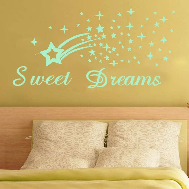 Homics 121Pcs Glow in The Dark Ceiling Wall Stickers Stars and Words - Sweet Dreams - Glowing Wall Decor for Kids Nursery Bedroom Living Room - Image 4