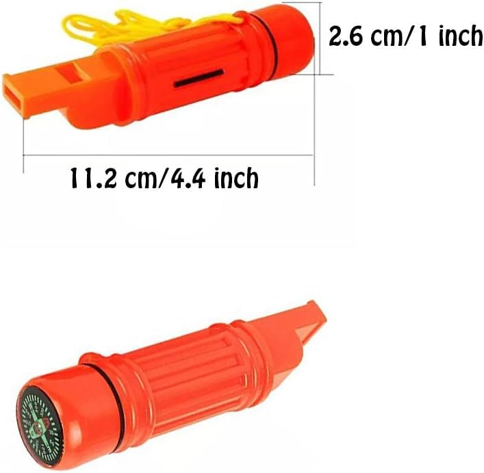 BISONBERG Emergency Survival Whistle Set - 5-in-1 Safety Kit with Compass, Flint, Waterproof Storage - Essential Outdoor Gear for Camping, Hiking, and Adventures (Orange) - Image 3