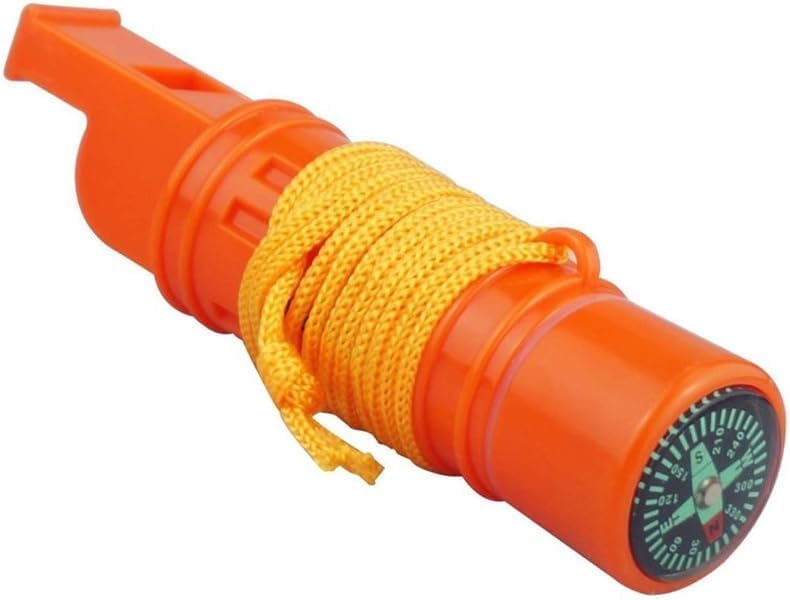 BISONBERG Emergency Survival Whistle Set - 5-in-1 Safety Kit with Compass, Flint, Waterproof Storage - Essential Outdoor Gear for Camping, Hiking, and Adventures (Orange) - Image 2
