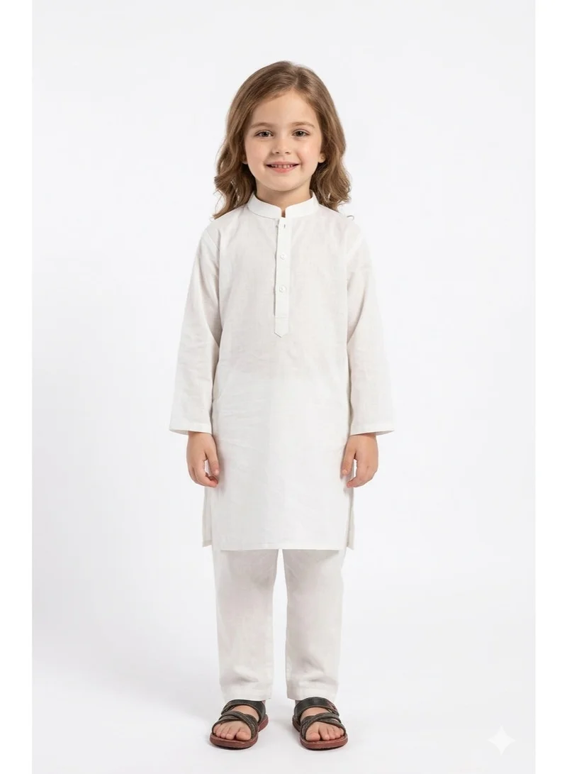 Saka Designs Boys White Mandarin Collar Kurta & Pyjama Set