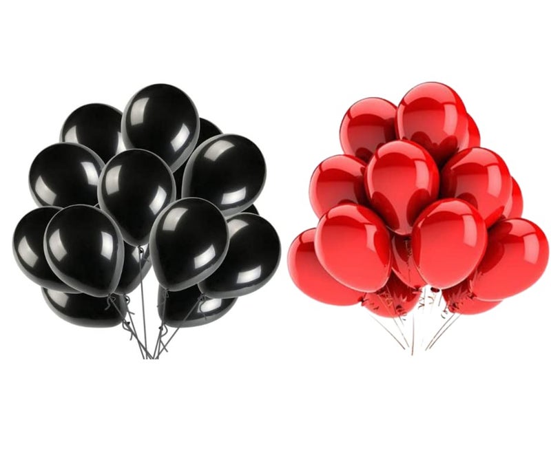 Vail Creations MADE IN INDIA 10inch Metallic Balloons for Birthday Decoration/Anniversary Party Decoration (Red,Black, Pack of 100) - Image 2