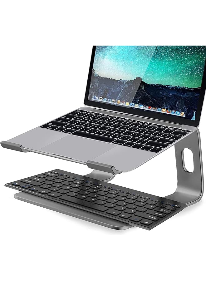 SMILEE Laptop Stand For Desk Aluminum Laptop Riser Adjustable Notebook Holder For 10 15.6 Inch Laptops Ergonomic Laptop Elevator Grey  - Image 3