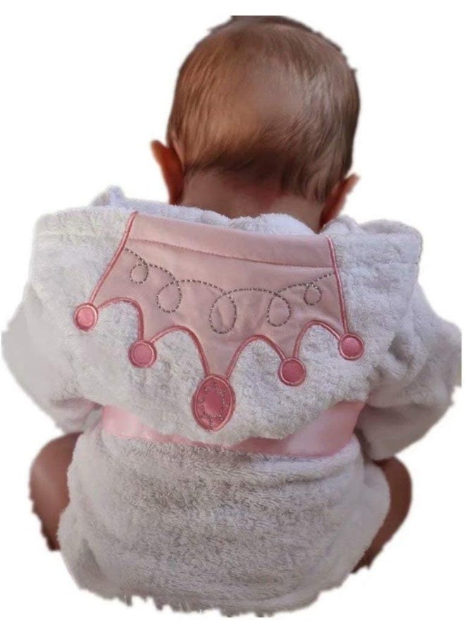 SZCQ Baby Girl Bathrobes Wash Waddle Princess Crown Hooded Robe - Image 5