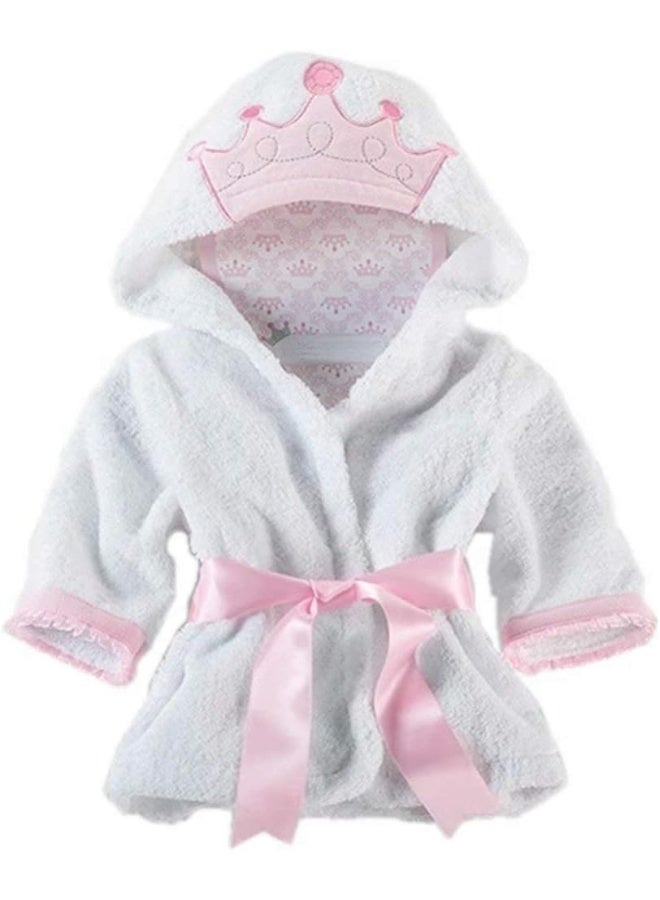 SZCQ Baby Girl Bathrobes Wash Waddle Princess Crown Hooded Robe - Image 3