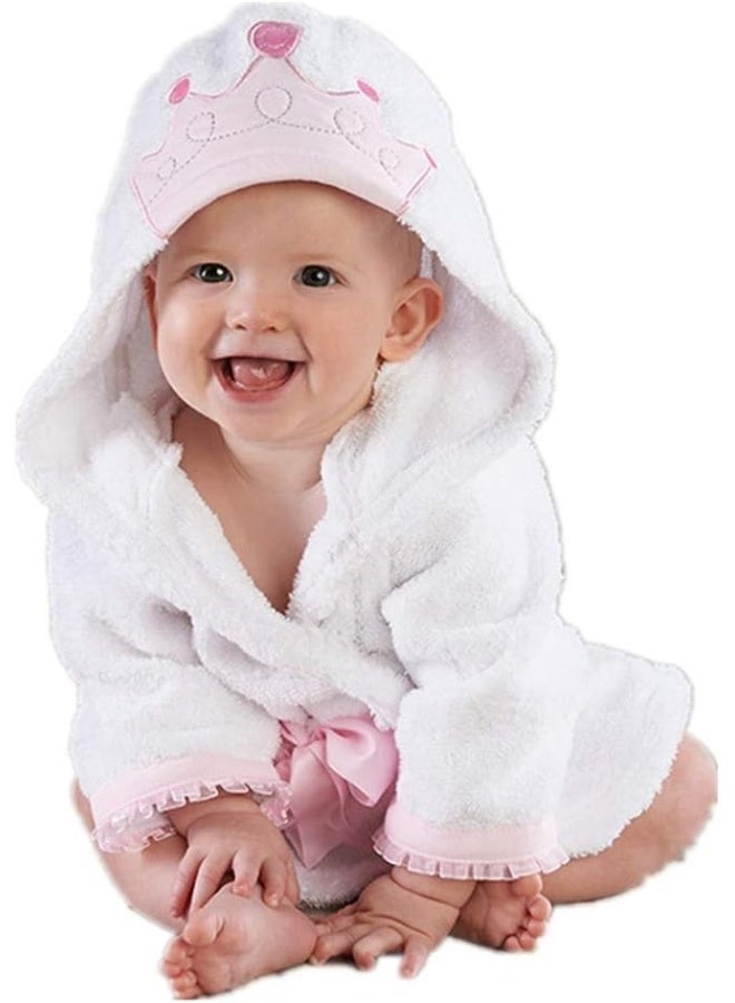 SZCQ Baby Girl Bathrobes Wash Waddle Princess Crown Hooded Robe - Image 1