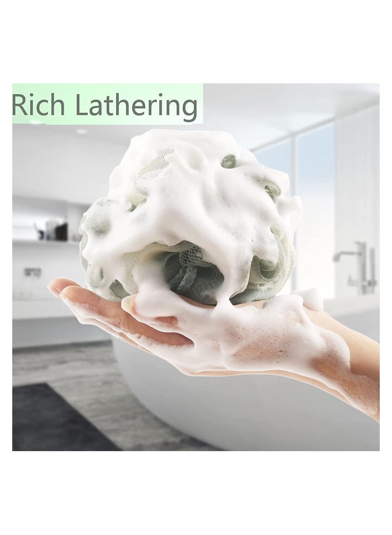 Y&D Bath Sponge, 4Pcs Exfoliating Shower Scrunchie Ball, Ultra Soft Body Scrubber Brush for Women Men, Wrinkle Net Flower Rubbing Back Foaming Descaling (4 Colors)  - Image 2