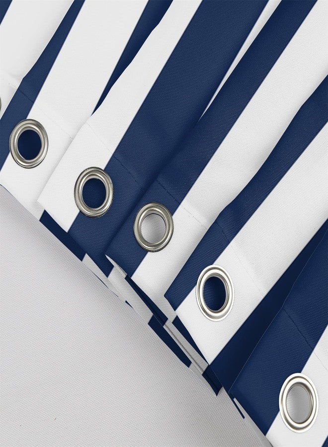 Renaiss Navy Stripes Shower Curtain White and Navy Blue Vertical Stripes Bathtub Curtain 72L x 72W Inch Nautical Style Bathroom Decor Polyester Fabric - Image 3