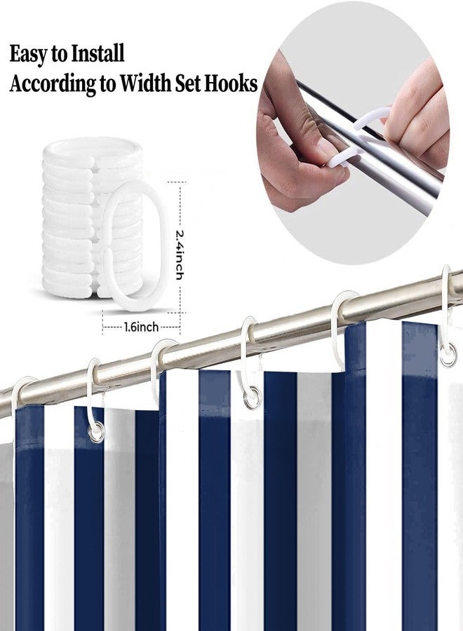 Renaiss Navy Stripes Shower Curtain White and Navy Blue Vertical Stripes Bathtub Curtain 72L x 72W Inch Nautical Style Bathroom Decor Polyester Fabric - Image 5