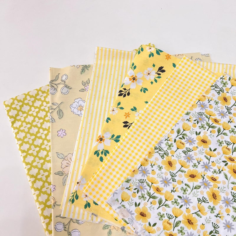 LMAEZNER 7Pcs 20" x 20" Cotton Fabric DIY Making Supplies Quilting Patchwork Fabric Fat Quarter Bundles DIY for Quilting Cotton Patchwork Cushions (Yellow, 20" x 20") - Image 4