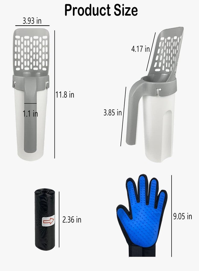 Quaocens Cat Litter Scoop, Litter Scooper with Holder Removable Manure Sieve Scoop, Large Capacity Cat Litter Scooper Comes with 215 Bags and A Pair of Cat Brush for Shedding Gloves. - Image 2
