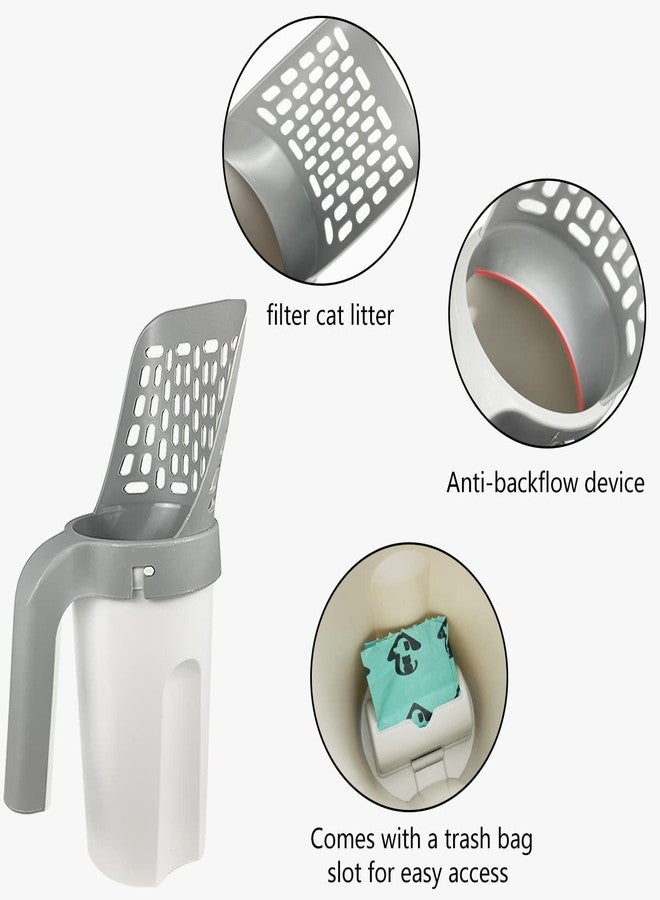 Quaocens Cat Litter Scoop, Litter Scooper with Holder Removable Manure Sieve Scoop, Large Capacity Cat Litter Scooper Comes with 215 Bags and A Pair of Cat Brush for Shedding Gloves. - Image 3