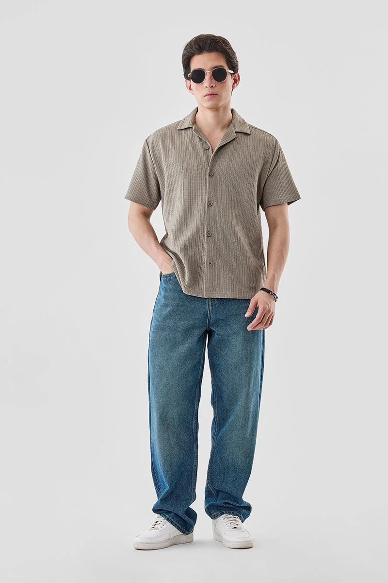 SNITCH Textured Stretch Box Fit Shirt