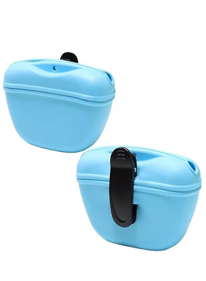 Generic Silicone Dog Treat Pouch-Small Training Bag-Portable Dog Treat Bag for Leash with Magnetic Closure and Waist Clip 10oz( SKY BLUE)  - Image 1