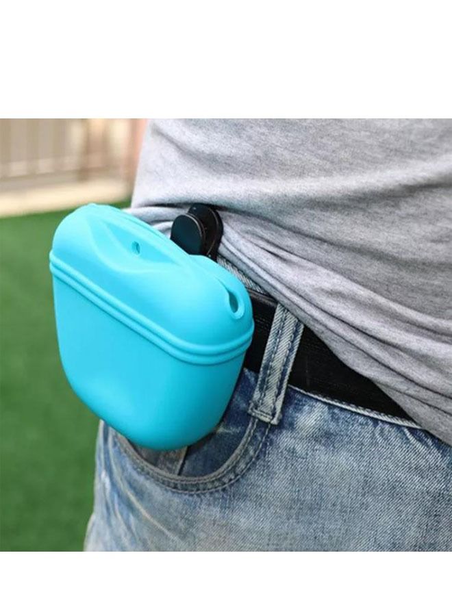 Generic Silicone Dog Treat Pouch-Small Training Bag-Portable Dog Treat Bag for Leash with Magnetic Closure and Waist Clip 10oz( SKY BLUE)  - Image 3