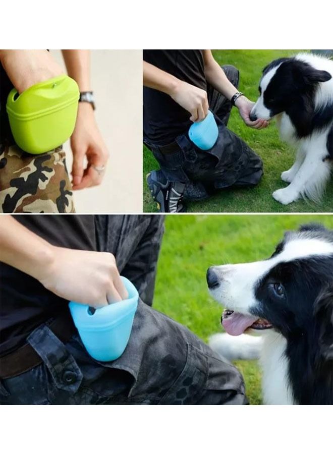 Generic Silicone Dog Treat Pouch-Small Training Bag-Portable Dog Treat Bag for Leash with Magnetic Closure and Waist Clip 10oz( SKY BLUE)  - Image 2
