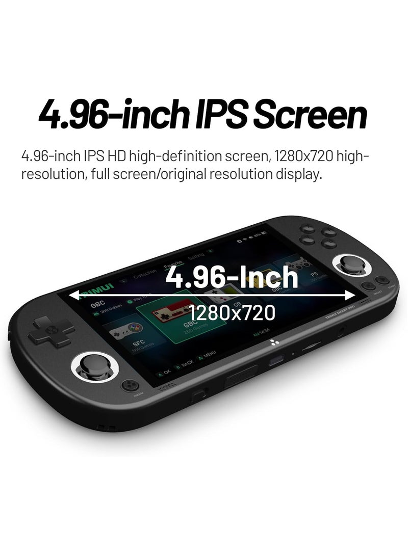 تريميو جهاز ألعاب محمول سمارت برو 4.96" مع بطاقة SD بسعة 128G، يحتوي على أكثر من 12000 لعبة، نظام لينكس مع معالج A133P، عصا التحكم بإضاءة RGB، جهاز ألعاب فيديو كهفي، هدية، يدعم القتال المتعدد عبر الواي فاي. - Image 5