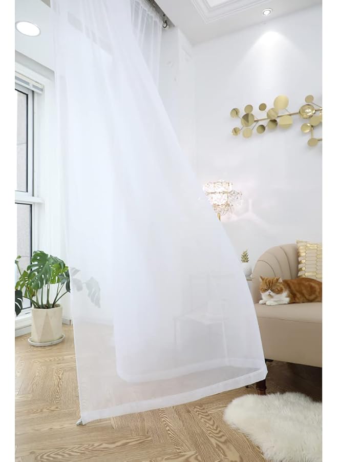 erorex Window Sheer White Curtains 45 Inches Long 42 Inches Width 2 Panels Sheer Curtains Sheer Curtain Clear Basic Rod Pocket Panel 15 Colors 16 Size For Bedroom Living Room Yard Kitchen - Image 3