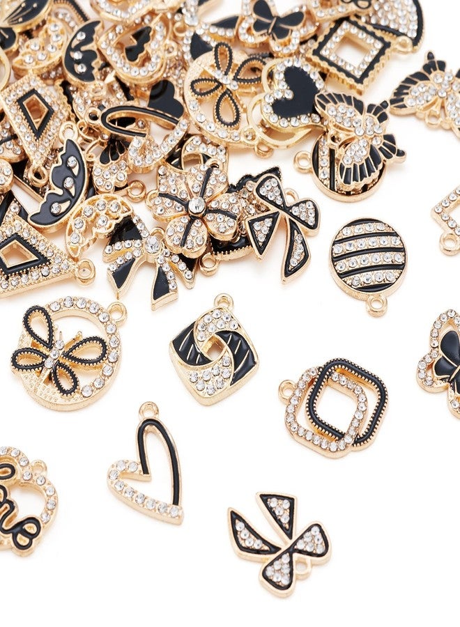 Craftdady 46pcs Crystal Rhinestone Pendants Butterfly Heart Rhombus Bowknot Earring Charms Alloy Enamel Metal Pendants Light Gold Bracelet Charms for DIY Craft Necklace Jewelry Making - Image 1