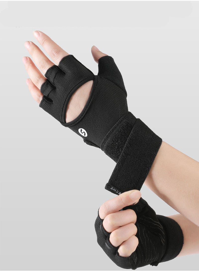 Power Gloves 3.0 - Durable Half Finger Weightlifting Gloves with Adjustable Wrist Closure, Breathable Leather Palm, Men's
