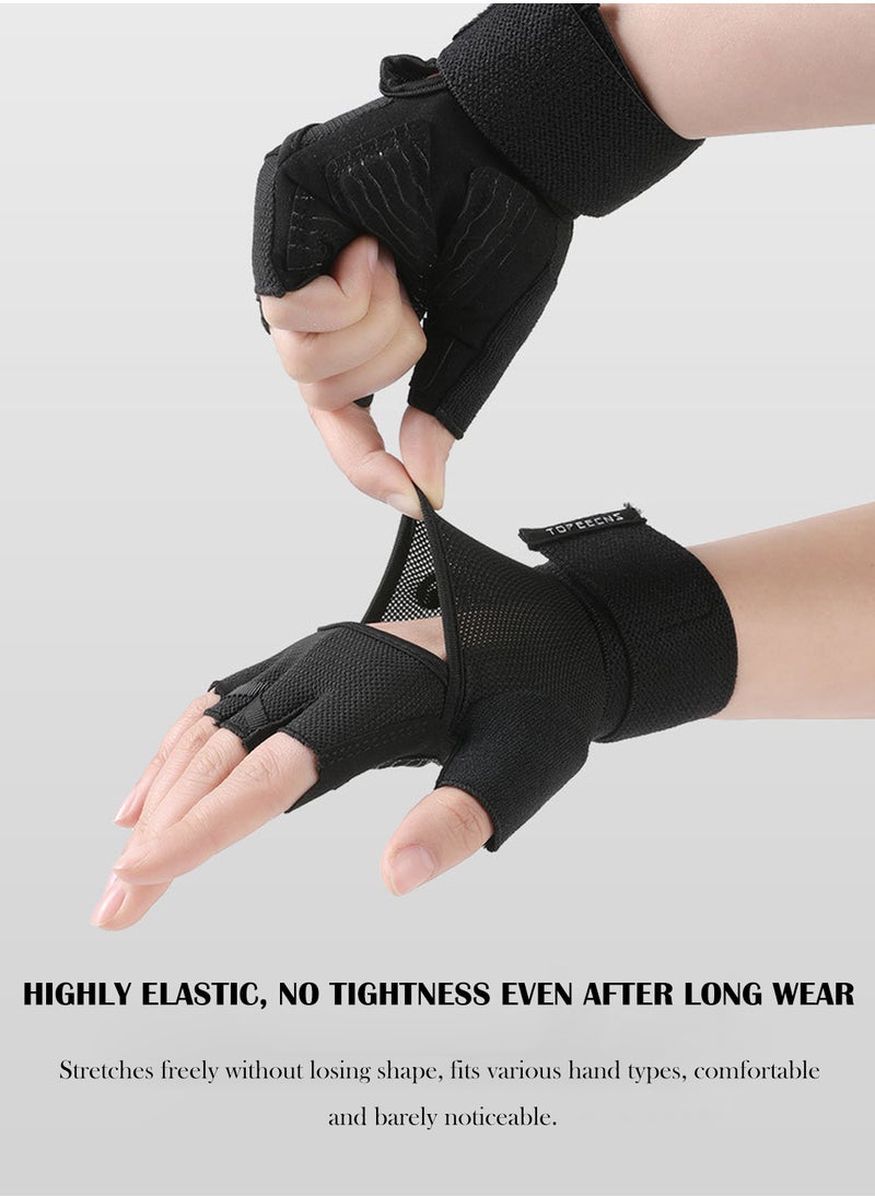 Power Gloves 3.0 - Durable Half Finger Weightlifting Gloves with Adjustable Wrist Closure, Breathable Leather Palm, Men's