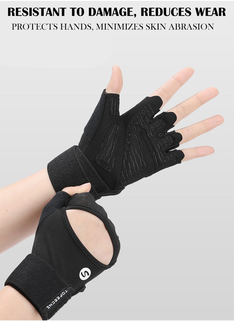 Power Gloves 3.0 - Durable Half Finger Weightlifting Gloves with Adjustable Wrist Closure, Breathable Leather Palm, Men's