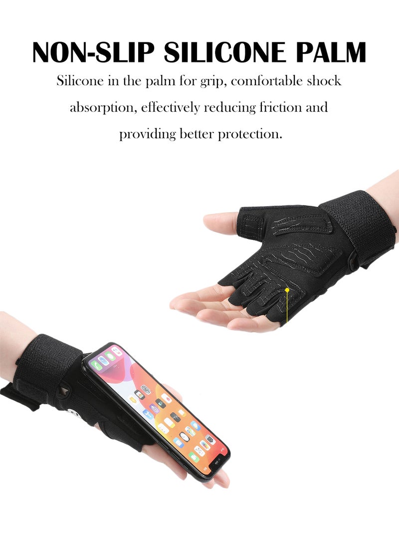 Power Gloves 3.0 - Durable Half Finger Weightlifting Gloves with Adjustable Wrist Closure, Breathable Leather Palm, Men's