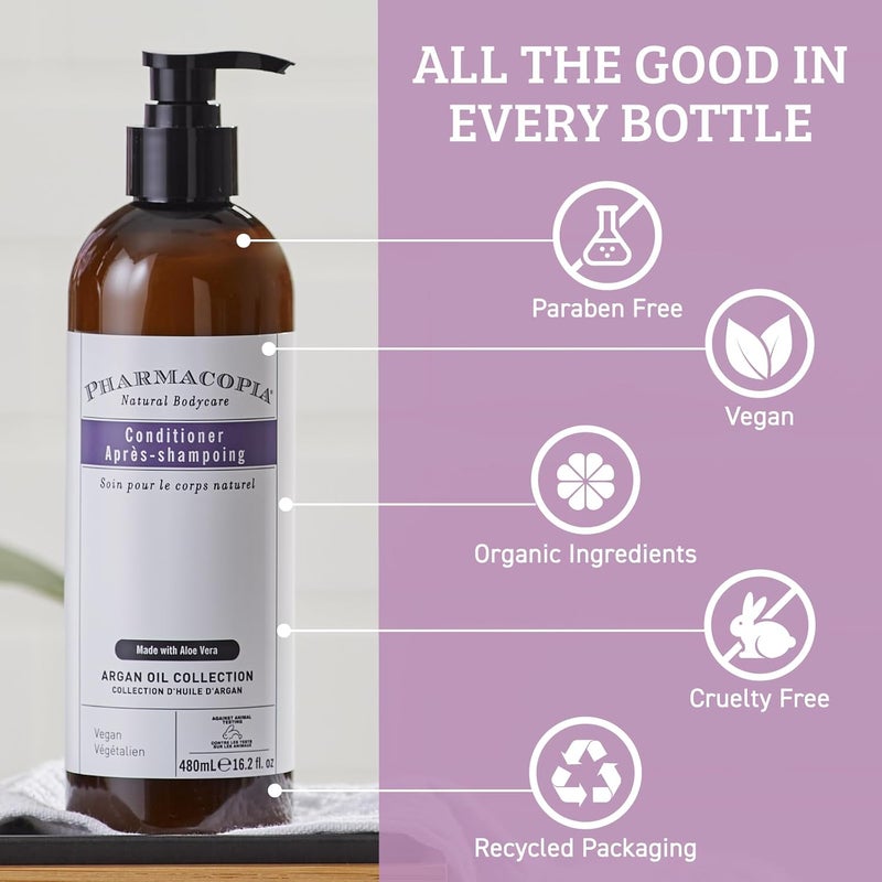 Pharmacopia Hotel Argan Oil Conditioner  Natural Hydrating Vegan & CrueltyFree Hair Care with Aloe Vera Olive Leaf Extract and Chamomile for Dry Hair and Detangling for Men and Women 162 oz - Image 3