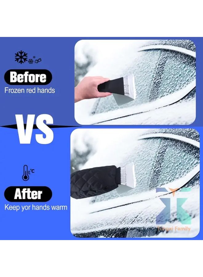 Winter Car Snow Shovel with Warm Gloves Ice Scraper Brush Defrosting Tool Set - Image 4