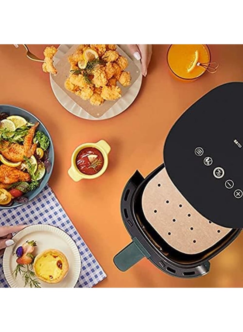 Luckam Air Fryer Parchment Paper 100 Pcs - 8.5 inch Unbleached Square Air Fryer Liners/Steaming Parchment Liner/Perforated Parchment for Air Fryer, Steaming Basket and More (100, Unbleached) - Image 3